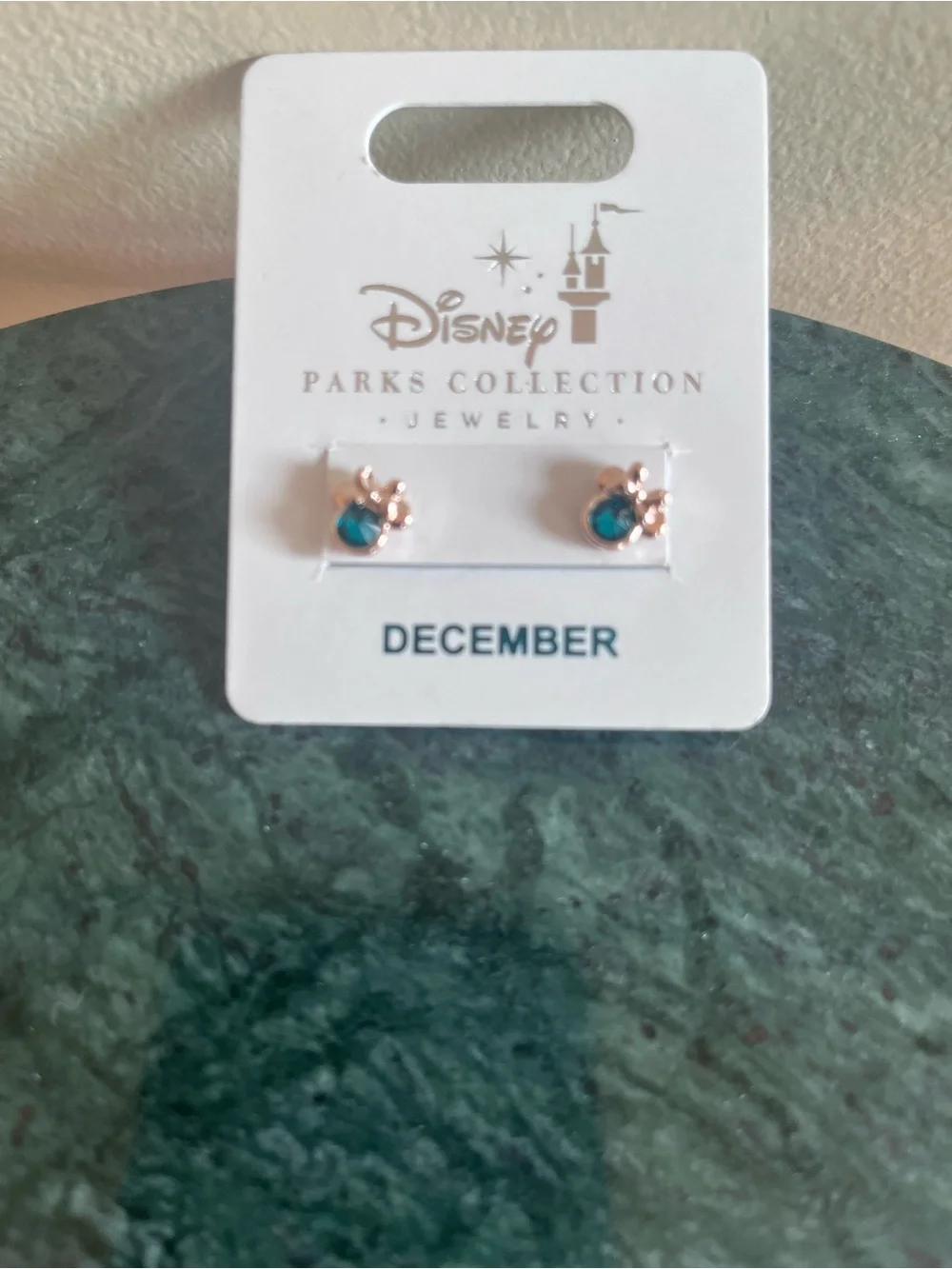 Disney Parks Collection December Birthstone Minnie Stud Earrings - Teal
